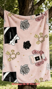 Chanel Pink Perfume & Rose Flannel Throw Blanket IMG_6907